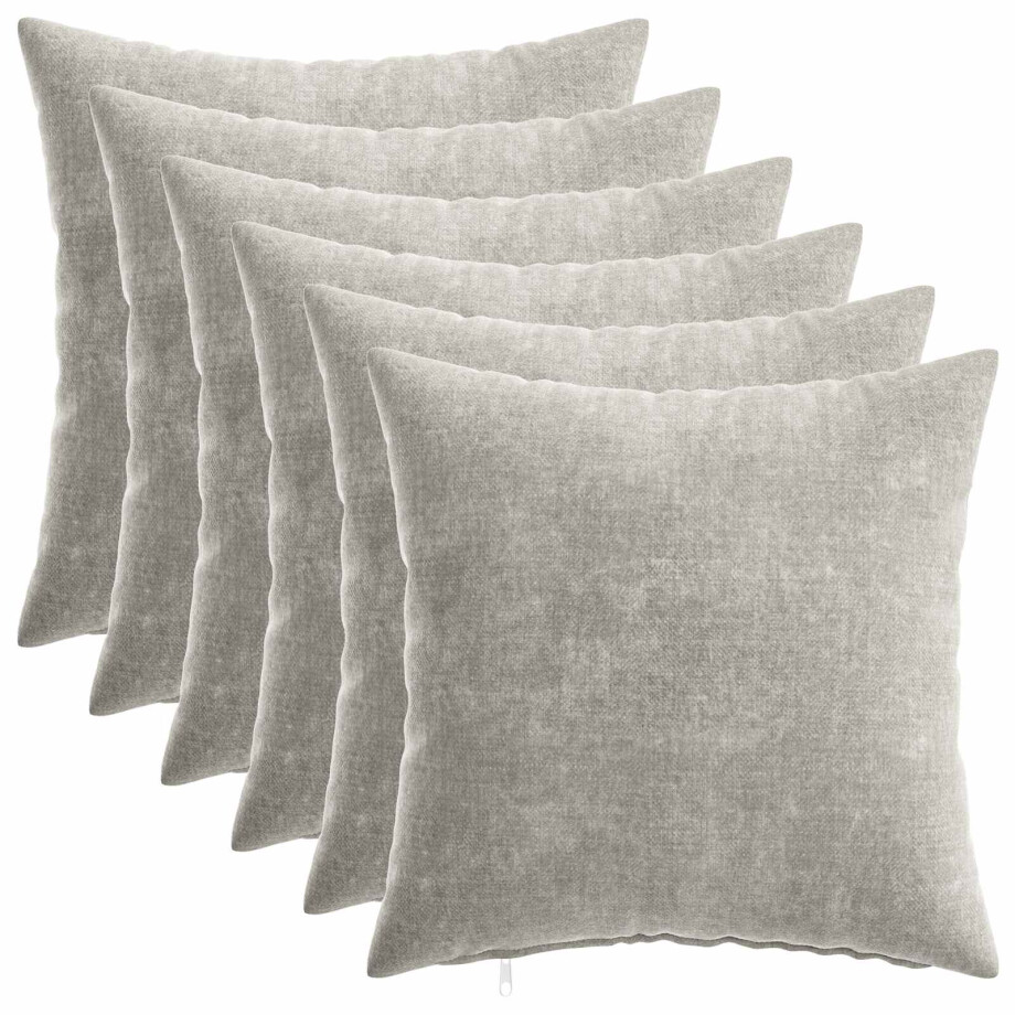 vidaXL Kussensloop 6 pcs HEERLEN Lichtgrijs 35 x 35 cm Chenille Stof vidaXL Kussensloop 6 pcs HEERLEN Lichtgrijs 35 x 35 cm Chenille Stof afbeelding 1