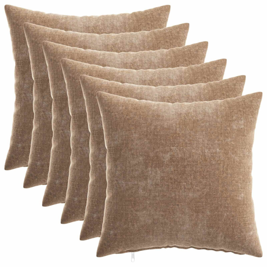 vidaXL Kussensloop 6 pcs HEERLEN Bruin 35 x 35 cm Chenille Stof vidaXL Kussensloop 6 pcs HEERLEN Bruin 35 x 35 cm Chenille Stof afbeelding 1