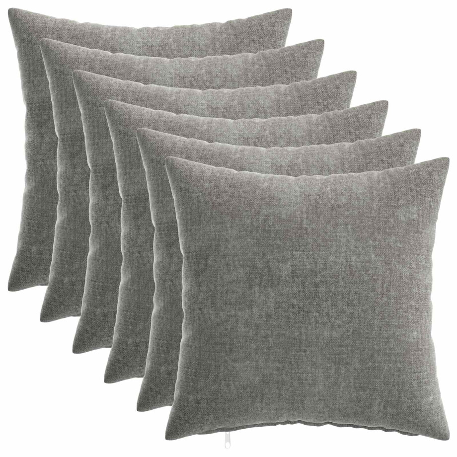 vidaXL Kussensloop 6 pcs HEERLEN Donkergrijs 40 x 40 cm Chenille Stof vidaXL Kussensloop 6 pcs HEERLEN Donkergrijs 40 x 40 cm Chenille Stof afbeelding 1
