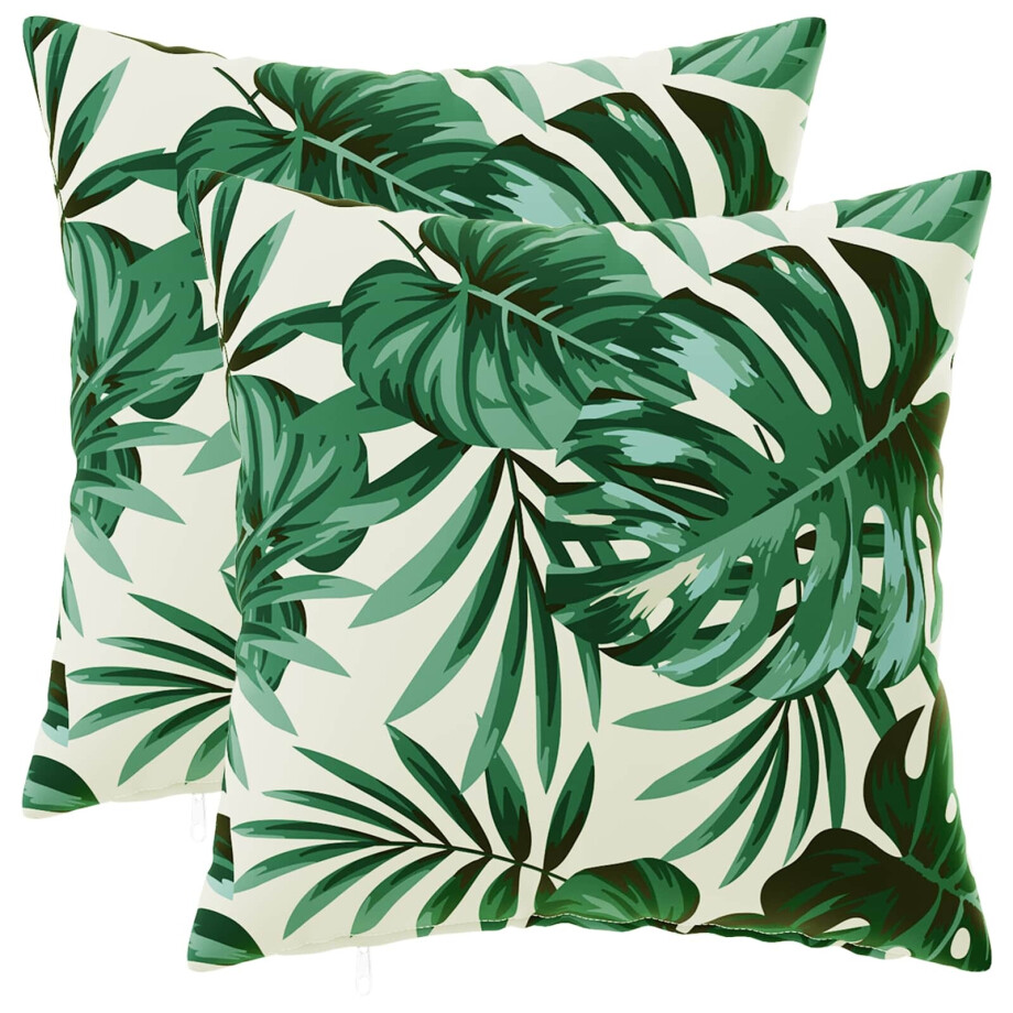 vidaXL Kussensloop 2 pcs HEERLEN Bladpatroon 40 x 40 cm Polyester afbeelding 1