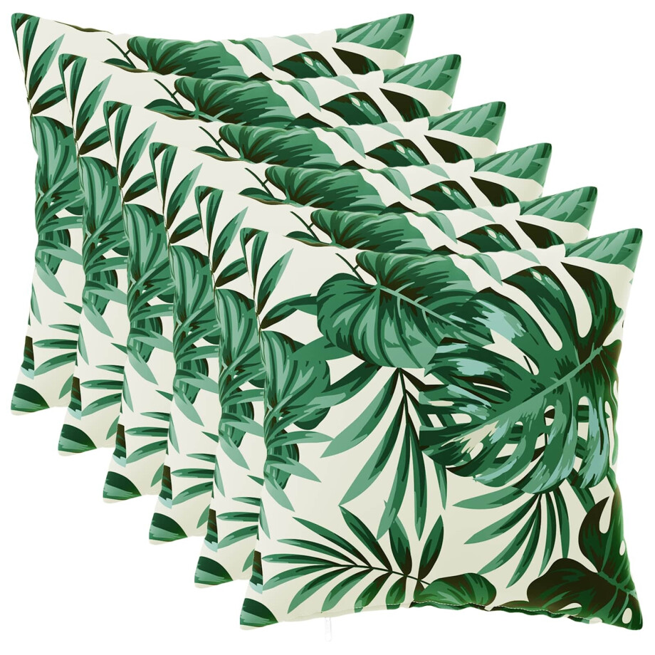 vidaXL Kussensloop 6 pcs HEERLEN Bladpatroon 40 x 40 cm Polyester afbeelding 1