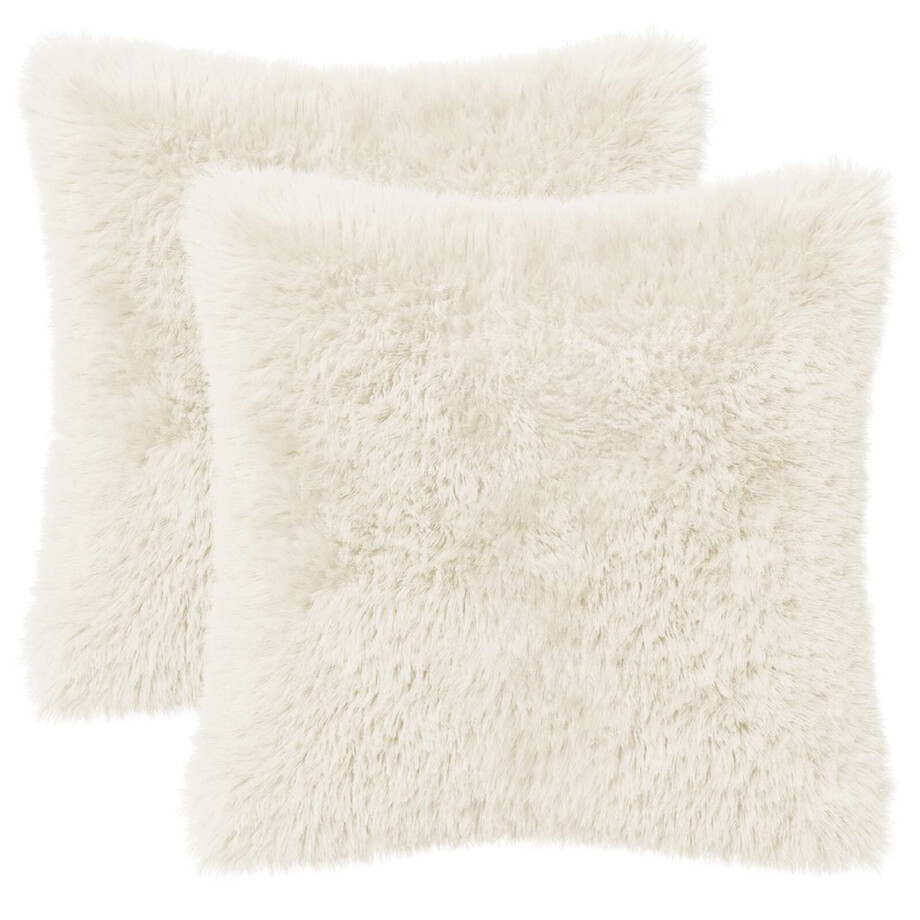 vidaXL Kussensloop 2 pcs HEERLEN Wit 40 x 40 cm PV Fleece afbeelding 1