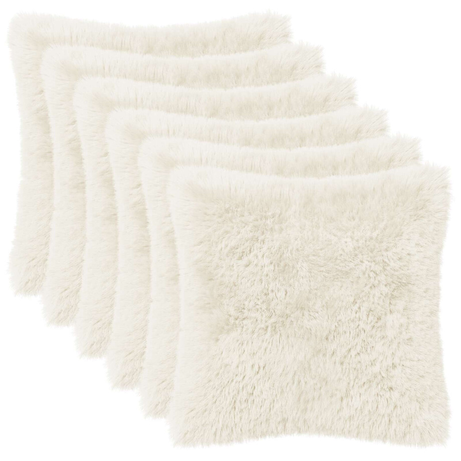 vidaXL Kussensloop 6 pcs HEERLEN Wit 40 x 40 cm PV Fleece afbeelding 1