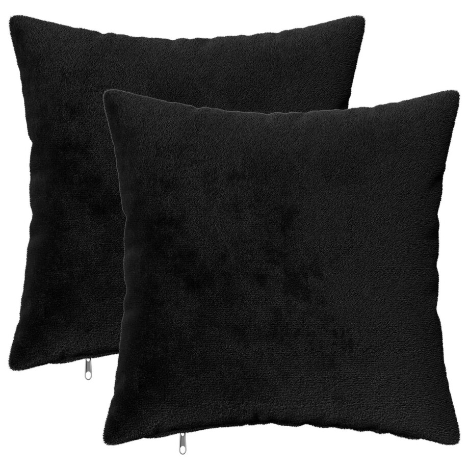 vidaXL Kussensloop 2 pcs HEERLEN Zwart 40 x 40 cm Flanel vidaXL Kussensloop 2 pcs HEERLEN Zwart 40 x 40 cm Flanel afbeelding 1