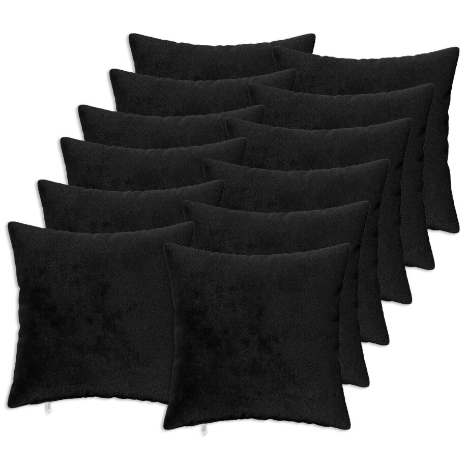 vidaXL Kussensloop 12 pcs HEERLEN Zwart 40 x 40 cm Flanel afbeelding 1