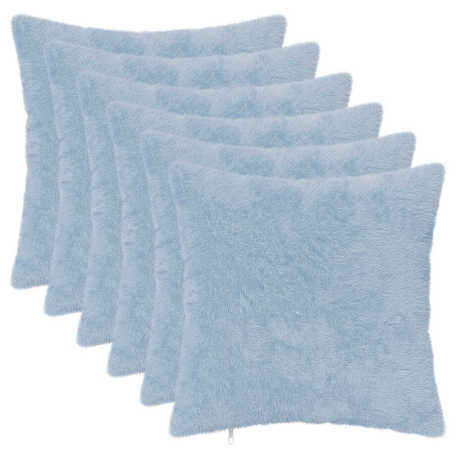 vidaXL Kussensloop 6 st HEERLEN Lichtblauw 40 x 40 cm Nep Konijnenbont vidaXL Kussensloop 6 st HEERLEN Lichtblauw 40 x 40 cm Nep Konijnenbont afbeelding 1