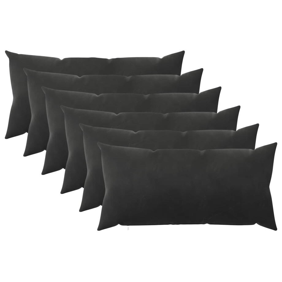 vidaXL Kussensloop 6 pcs HEERLEN Zwart 40 x 70 cm Fluweel afbeelding 1