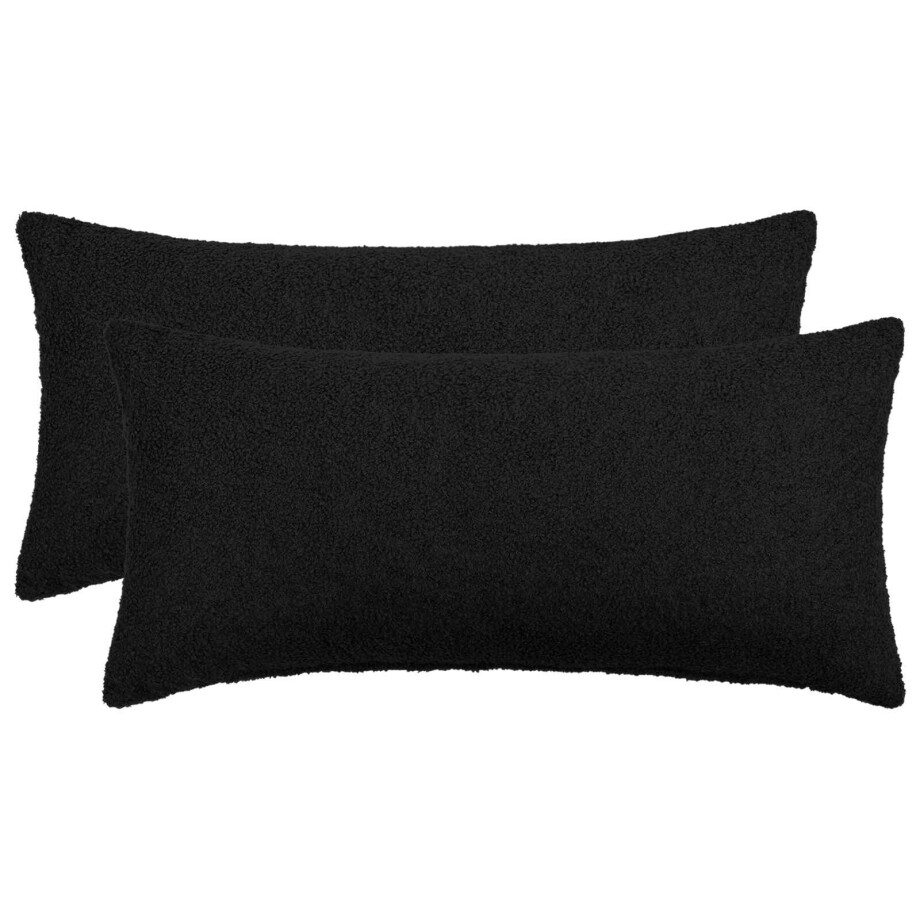 vidaXL Kussensloop 2 pcs HEERLEN Zwart 40 x 70 cm Bouclé afbeelding 1