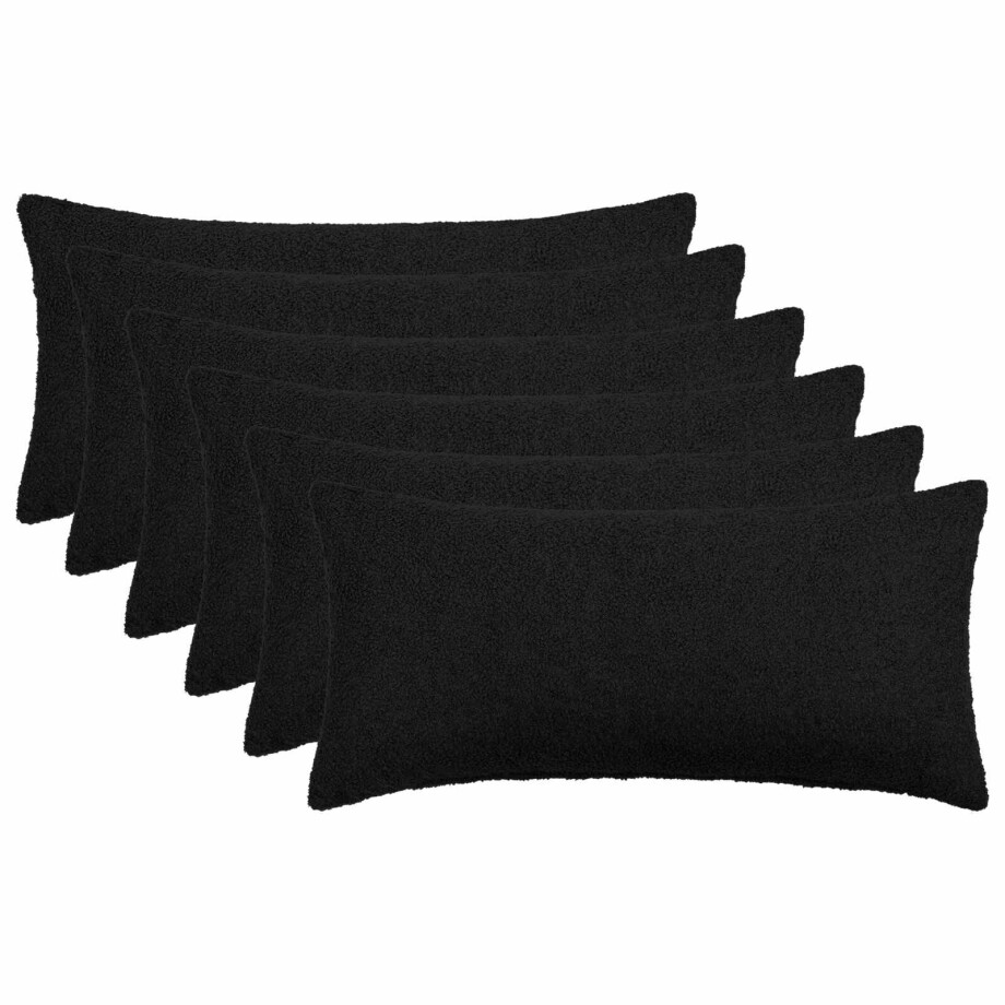vidaXL Kussensloop 6 pcs HEERLEN Zwart 40 x 70 cm Bouclé afbeelding 1