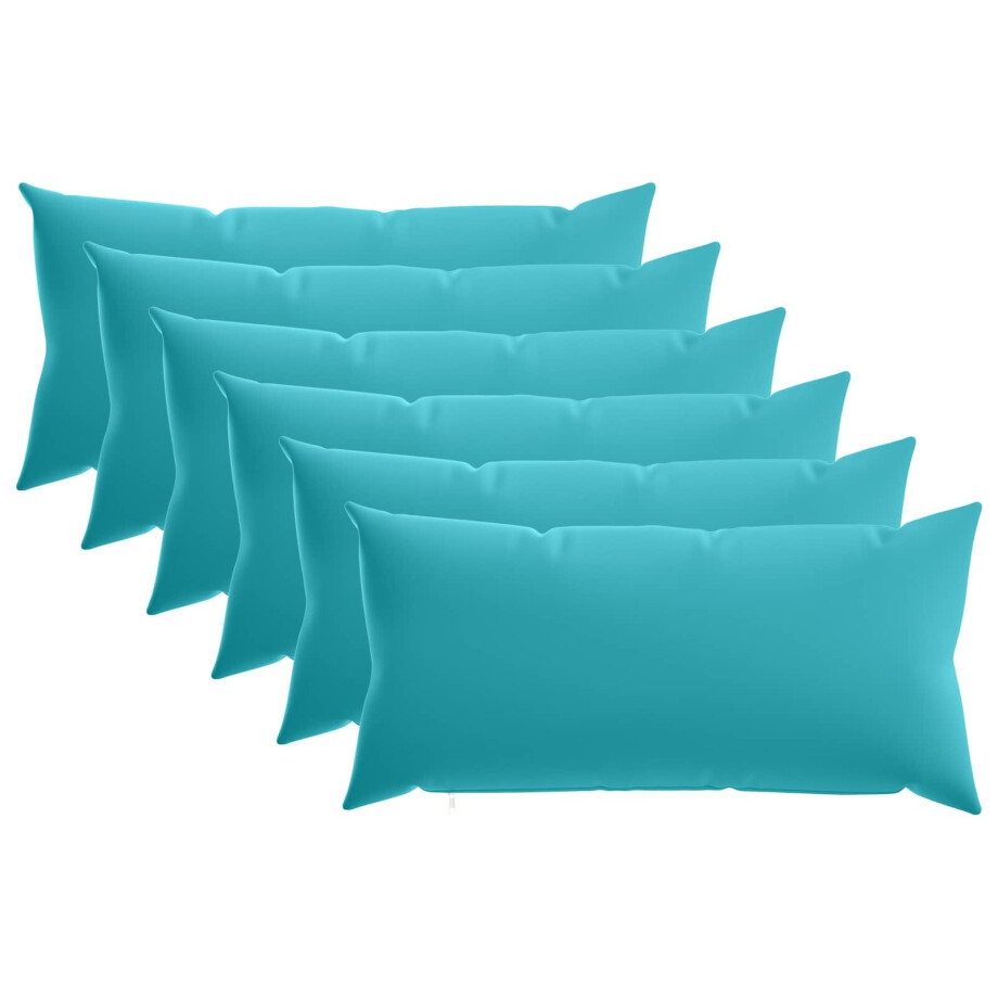 vidaXL Kussensloop 6 pcs HEERLEN Turquoise 40 x 70 cm Polyester afbeelding 1