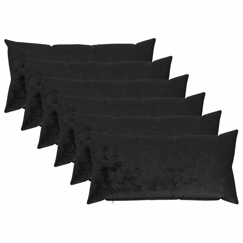 vidaXL Kussensloop 6 pcs HEERLEN Zwart 40 x 70 cm Flanel afbeelding 1