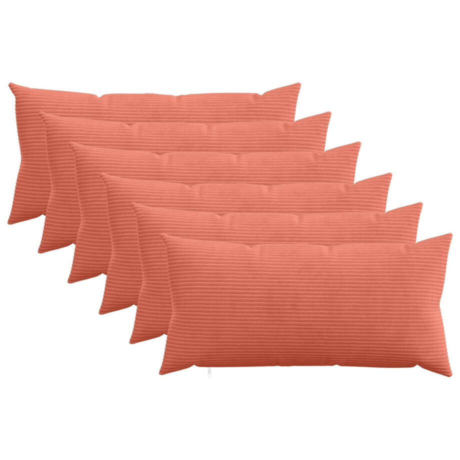vidaXL Kussensloop 6 pcs HEERLEN Rood-oranje 40 x 80 cm corduroy vidaXL Kussensloop 6 pcs HEERLEN Rood-oranje 40 x 80 cm corduroy afbeelding 1