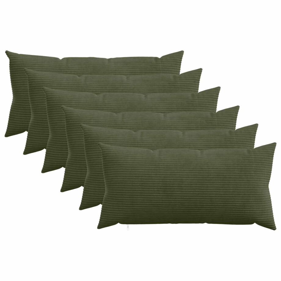 vidaXL Kussensloop 6 pcs HEERLEN Groen 40 x 80 cm corduroy afbeelding 1