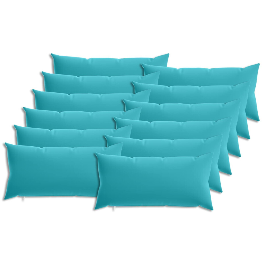 vidaXL Kussensloop 12 pcs HEERLEN Turquoise 40 x 80 cm Polyester afbeelding 1