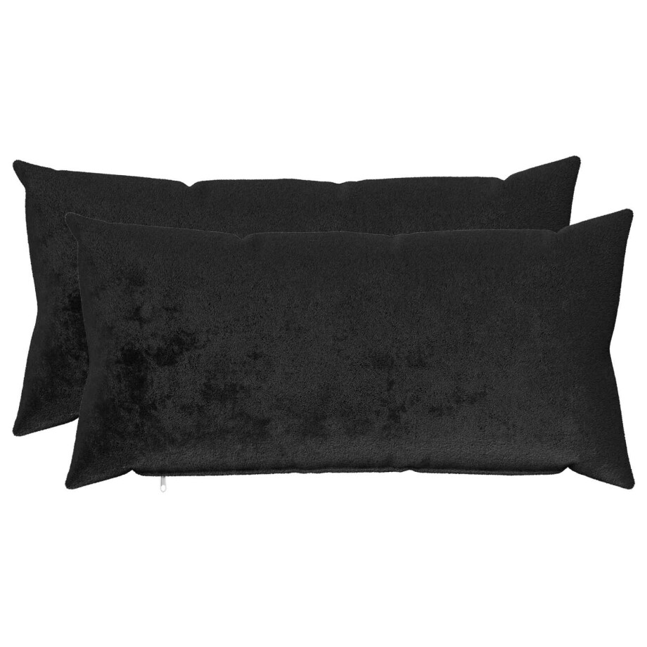 vidaXL Kussensloop 2 pcs HEERLEN Zwart 40 x 80 cm Flanel vidaXL Kussensloop 2 pcs HEERLEN Zwart 40 x 80 cm Flanel afbeelding 1
