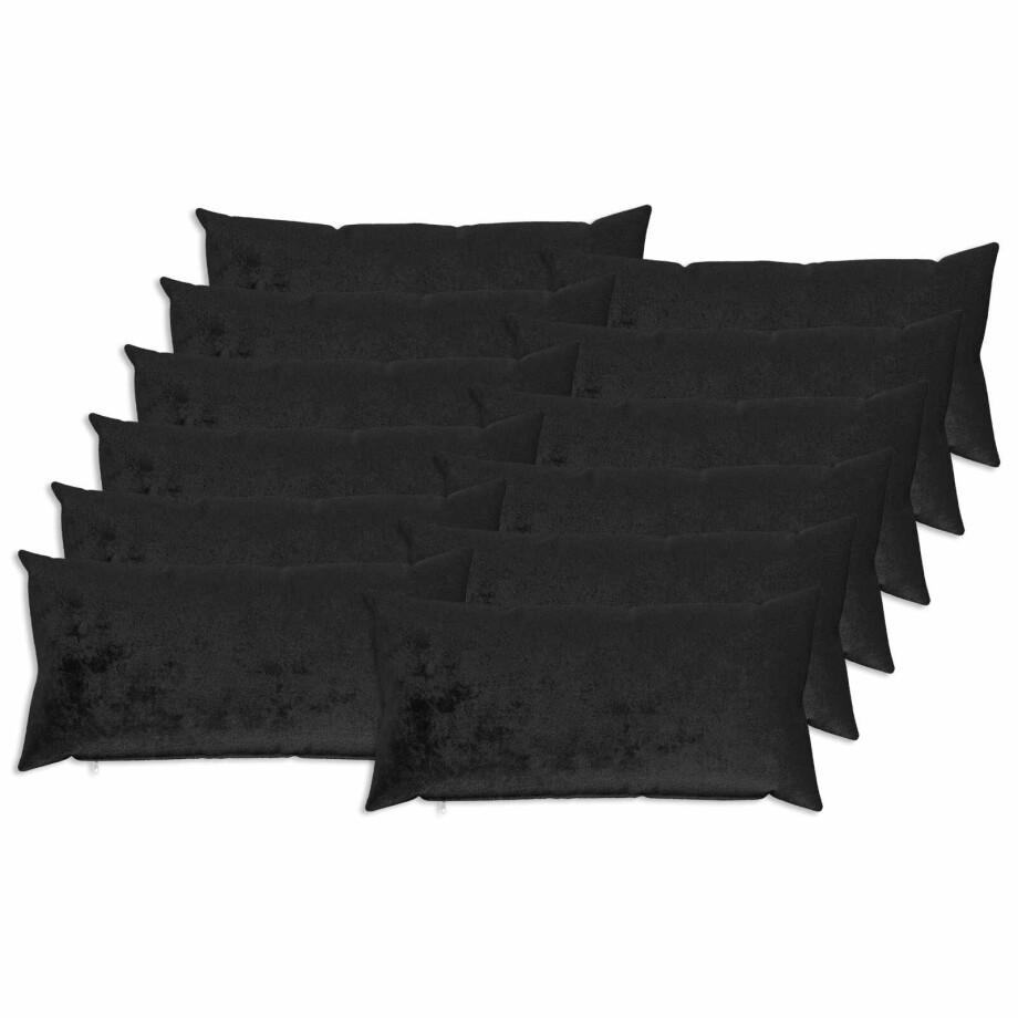 vidaXL Kussensloop 12 pcs HEERLEN Zwart 40 x 80 cm Flanel afbeelding 1