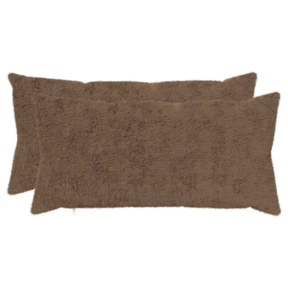 vidaXL Kussensloop 2 st HEERLEN Licht Bruin 40 x 80 cm afbeelding 1