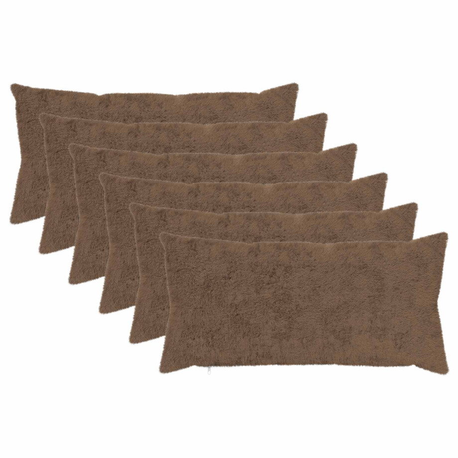 vidaXL Kussensloop 6 st HEERLEN Licht Bruin 40 x 80 cm afbeelding 1