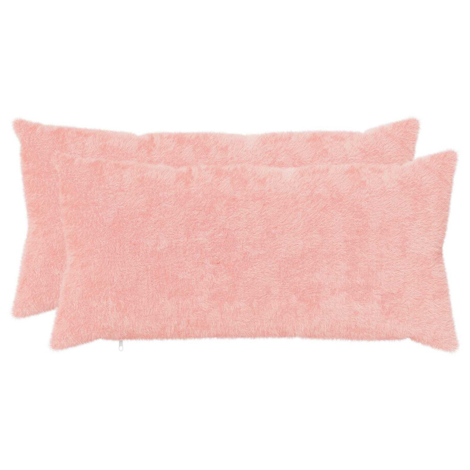 vidaXL Kussensloop 2 st HEERLEN Roze 40 x 80 cm Nep Konijnenbont afbeelding 1