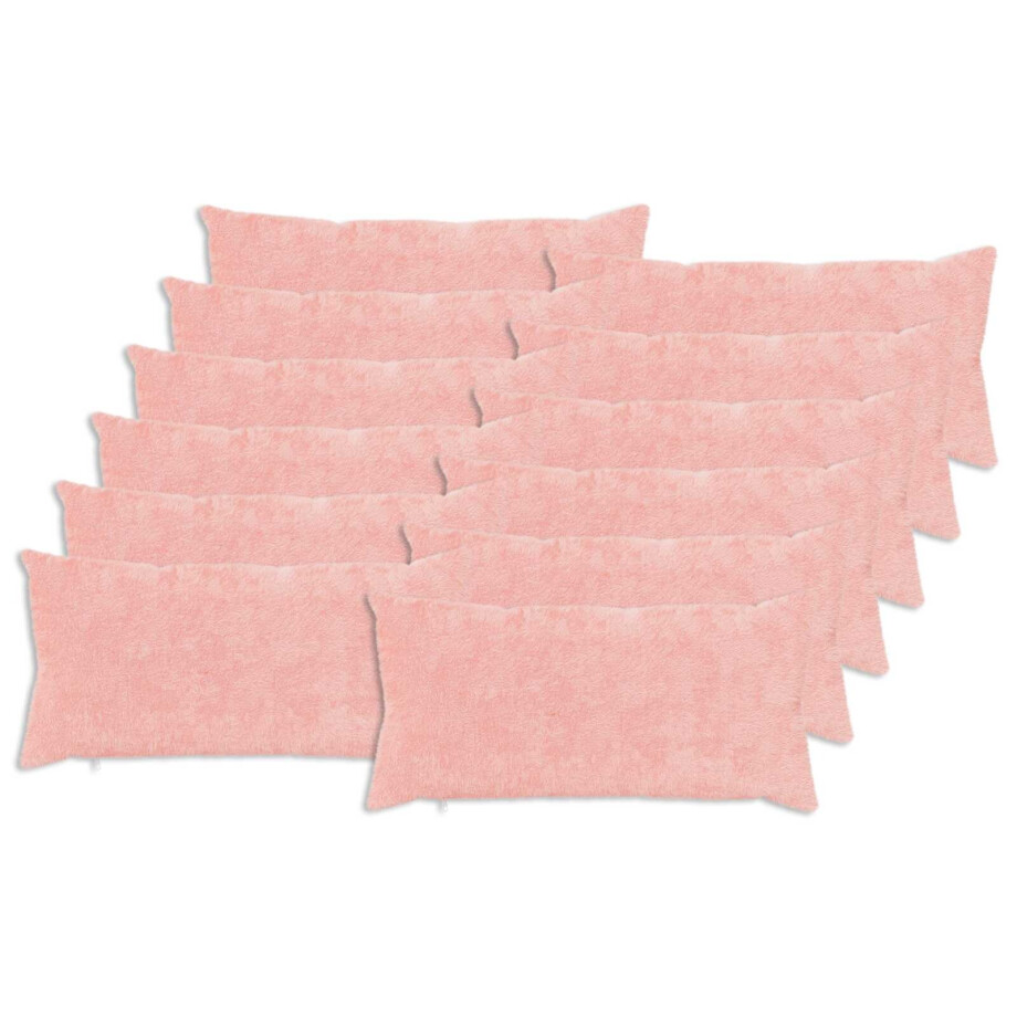 vidaXL Kussensloop 12 st HEERLEN Roze 40 x 80 cm Nep Konijnenbont afbeelding 1