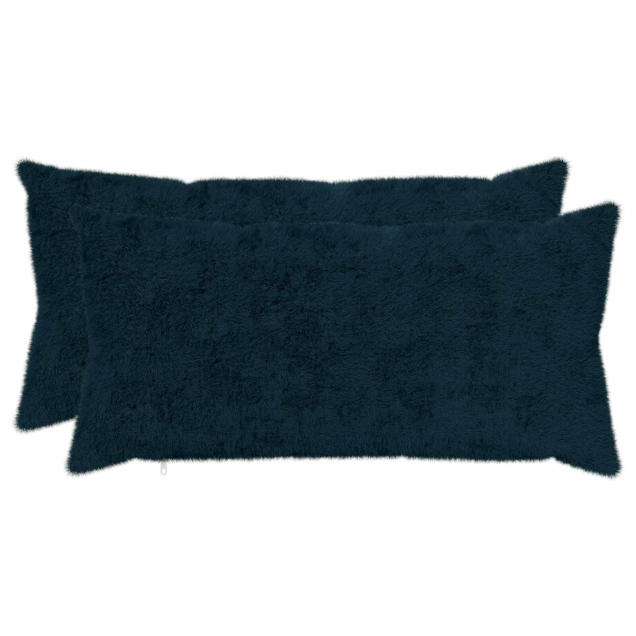 vidaXL Kussensloop 2 st HEERLEN Marineblauw 40 x 80 cm afbeelding 1