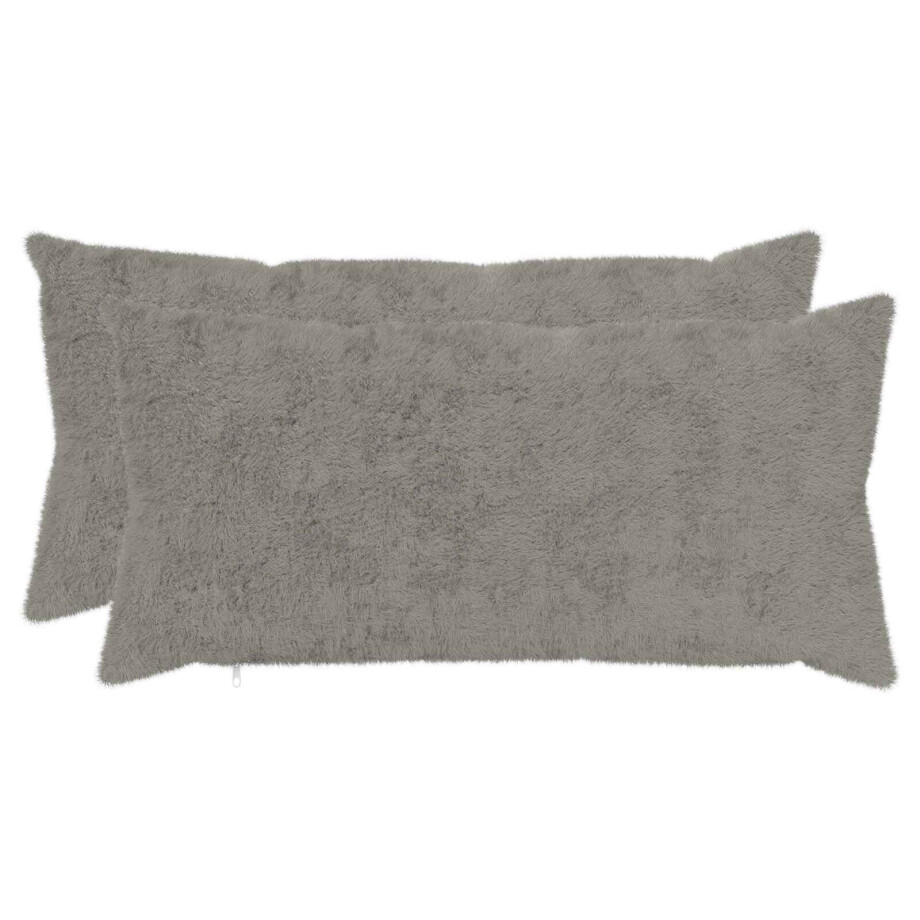 vidaXL Kussensloop 2 st HEERLEN Lichtgrijs 40 x 80 cm Nep Konijnenbont afbeelding 1