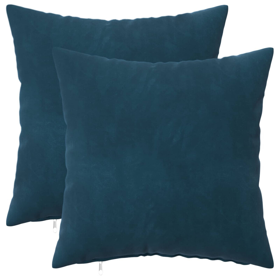vidaXL Kussensloop 2 pcs HEERLEN Blauw 45 x 45 cm Fluweel afbeelding 1
