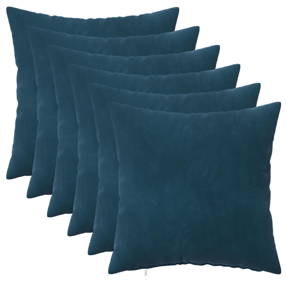 vidaXL Kussensloop 6 pcs HEERLEN Blauw 45 x 45 cm Fluweel afbeelding 1