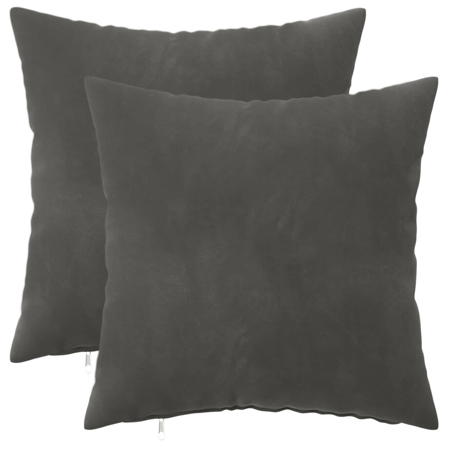 vidaXL Kussensloop 2 pcs HEERLEN Donkergrijs 45 x 45 cm Fluweel afbeelding 1