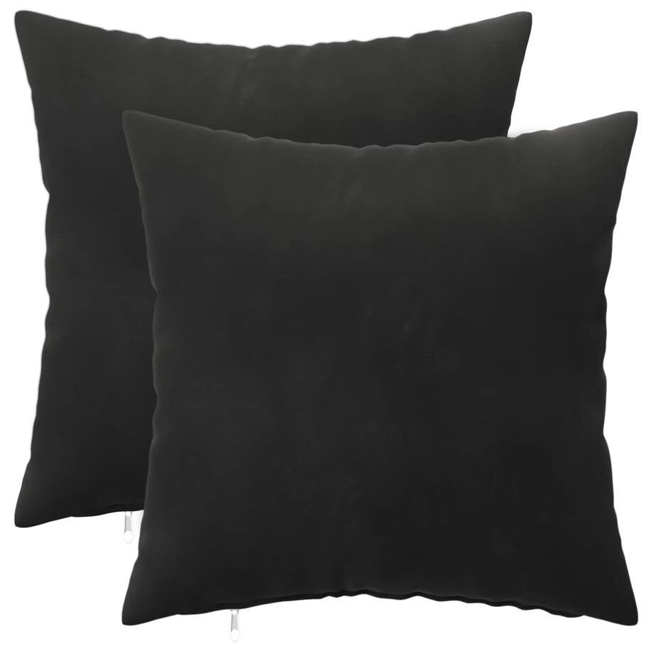 vidaXL Kussensloop 2 pcs HEERLEN Zwart 45 x 45 cm Fluweel vidaXL Kussensloop 2 pcs HEERLEN Zwart 45 x 45 cm Fluweel afbeelding 1