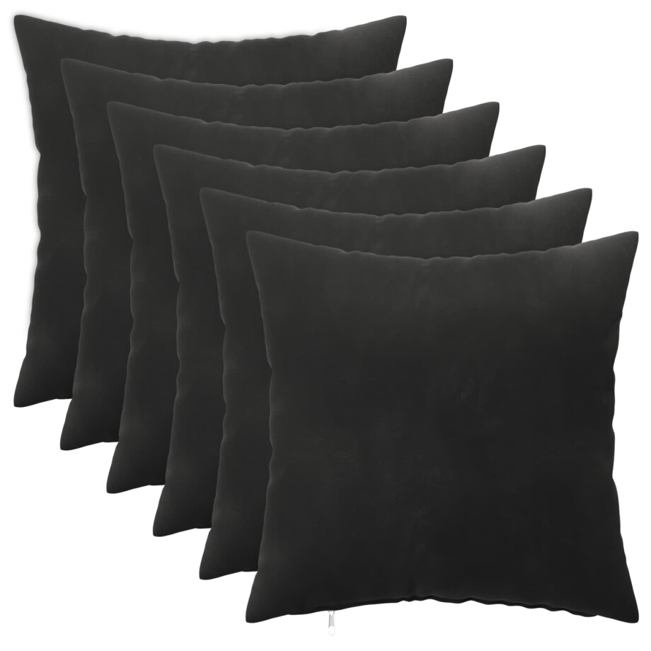 vidaXL Kussensloop 6 pcs HEERLEN Zwart 45 x 45 cm Fluweel vidaXL Kussensloop 6 pcs HEERLEN Zwart 45 x 45 cm Fluweel afbeelding 1