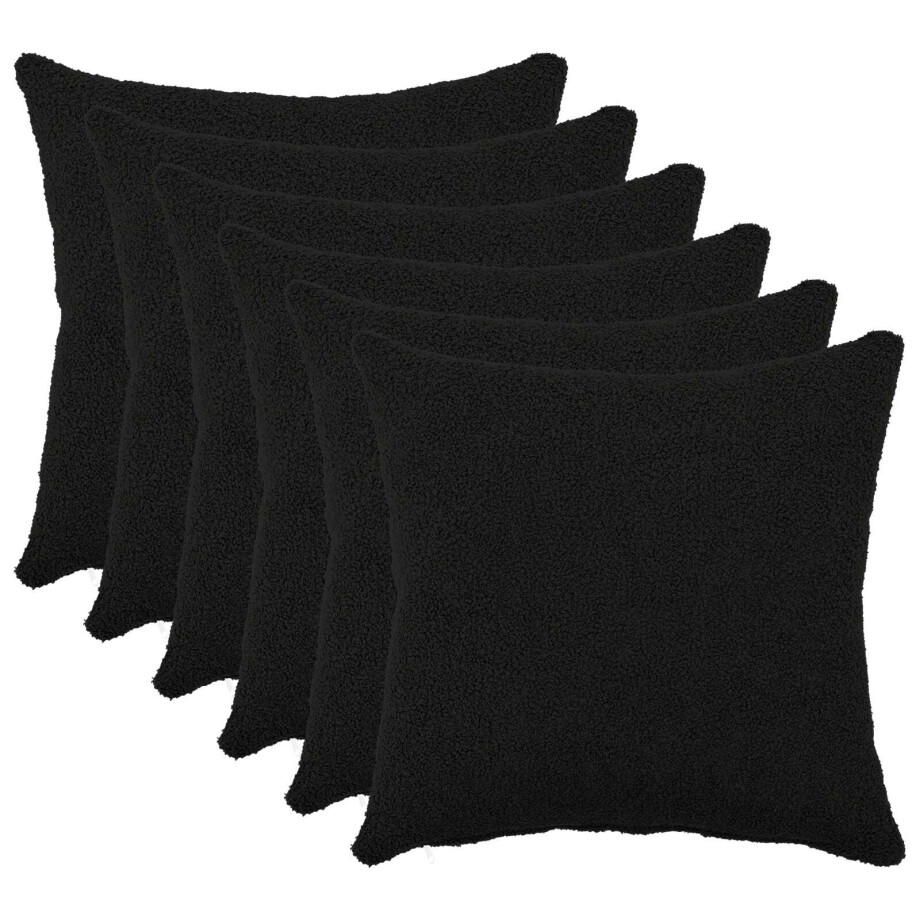 vidaXL Kussensloop 6 pcs HEERLEN Zwart 45 x 45 cm Bouclé afbeelding 1