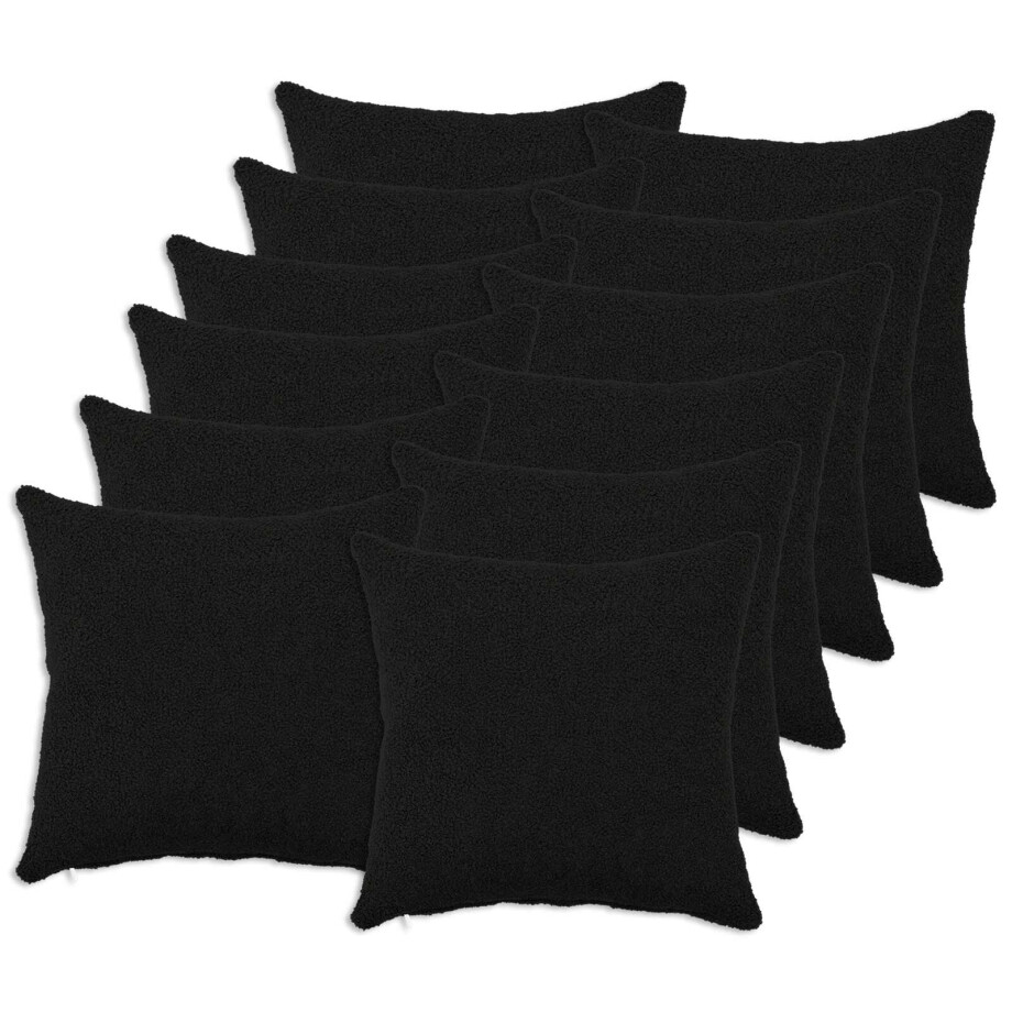 vidaXL Kussensloop 12 pcs HEERLEN Zwart 45 x 45 cm Bouclé afbeelding 1