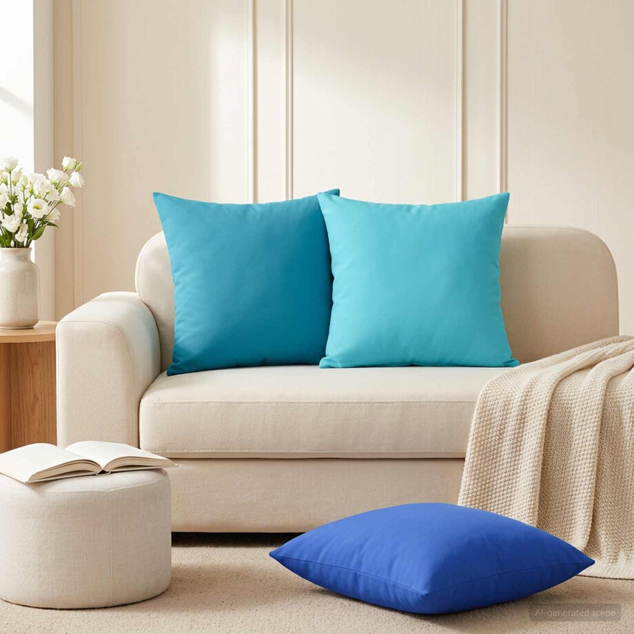 vidaXL Kussensloop 6 pcs HEERLEN Turquoise 45 x 45 cm Polyester afbeelding 1
