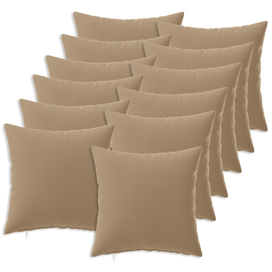 vidaXL Kussensloop 12 st HEERLEN Taupe 45 x 45 cm Polyester afbeelding 1