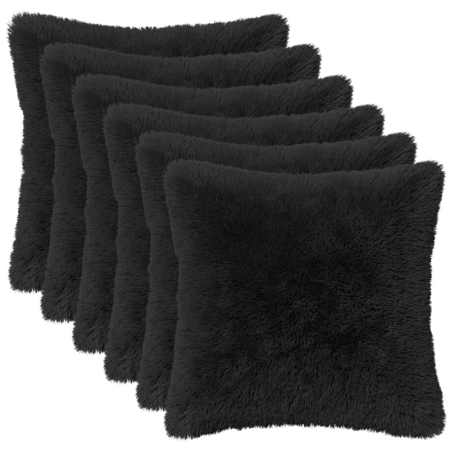vidaXL Kussensloop 6 pcs HEERLEN Zwart 45 x 45 cm PV Fleece vidaXL Kussensloop 6 pcs HEERLEN Zwart 45 x 45 cm PV Fleece afbeelding 1