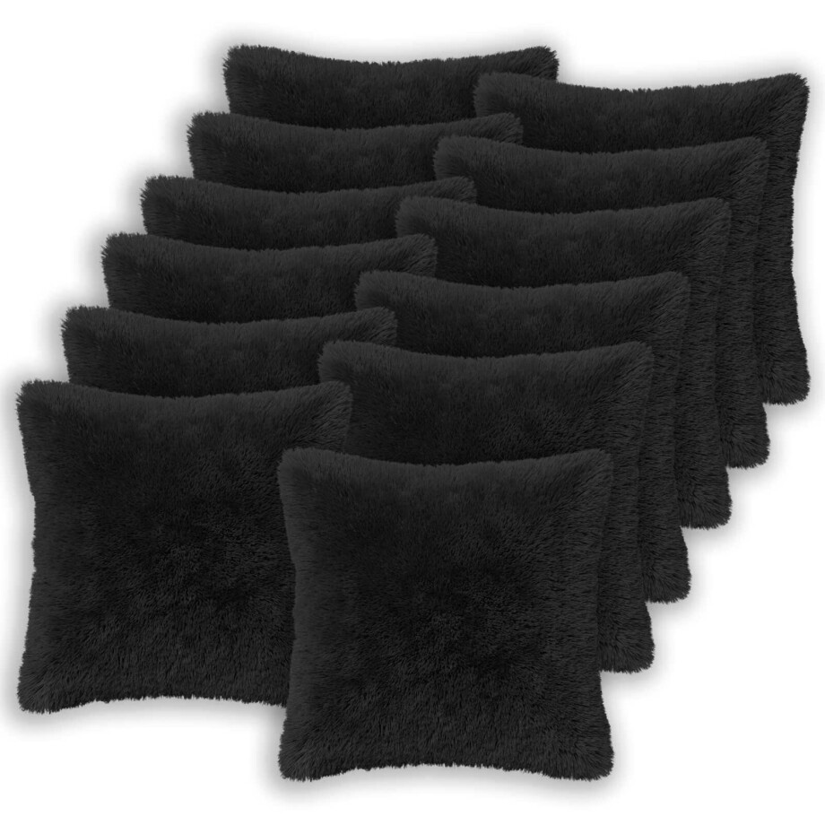 vidaXL Kussensloop 12 pcs HEERLEN Zwart 45 x 45 cm PV Fleece vidaXL Kussensloop 12 pcs HEERLEN Zwart 45 x 45 cm PV Fleece afbeelding 1