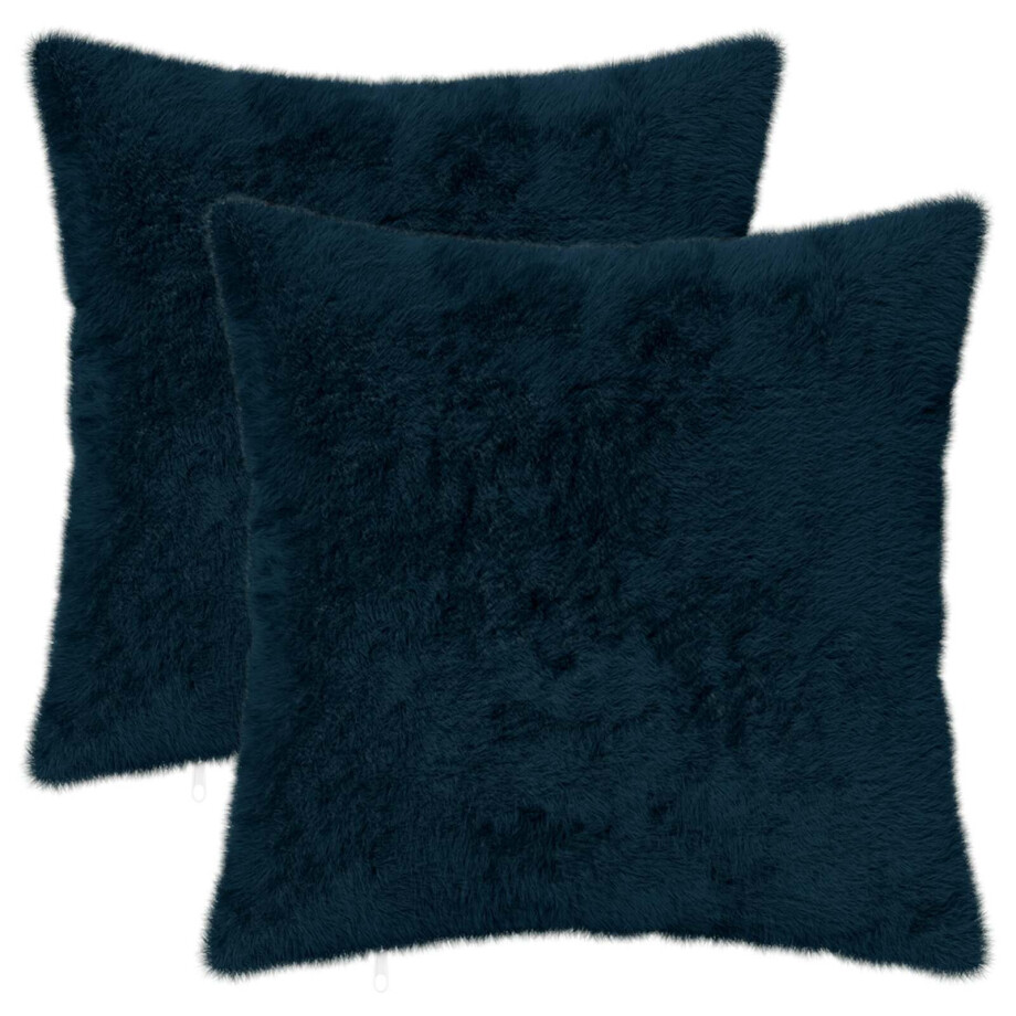 vidaXL Kussensloop 2 st HEERLEN Marineblauw 45 x 45 cm afbeelding 1