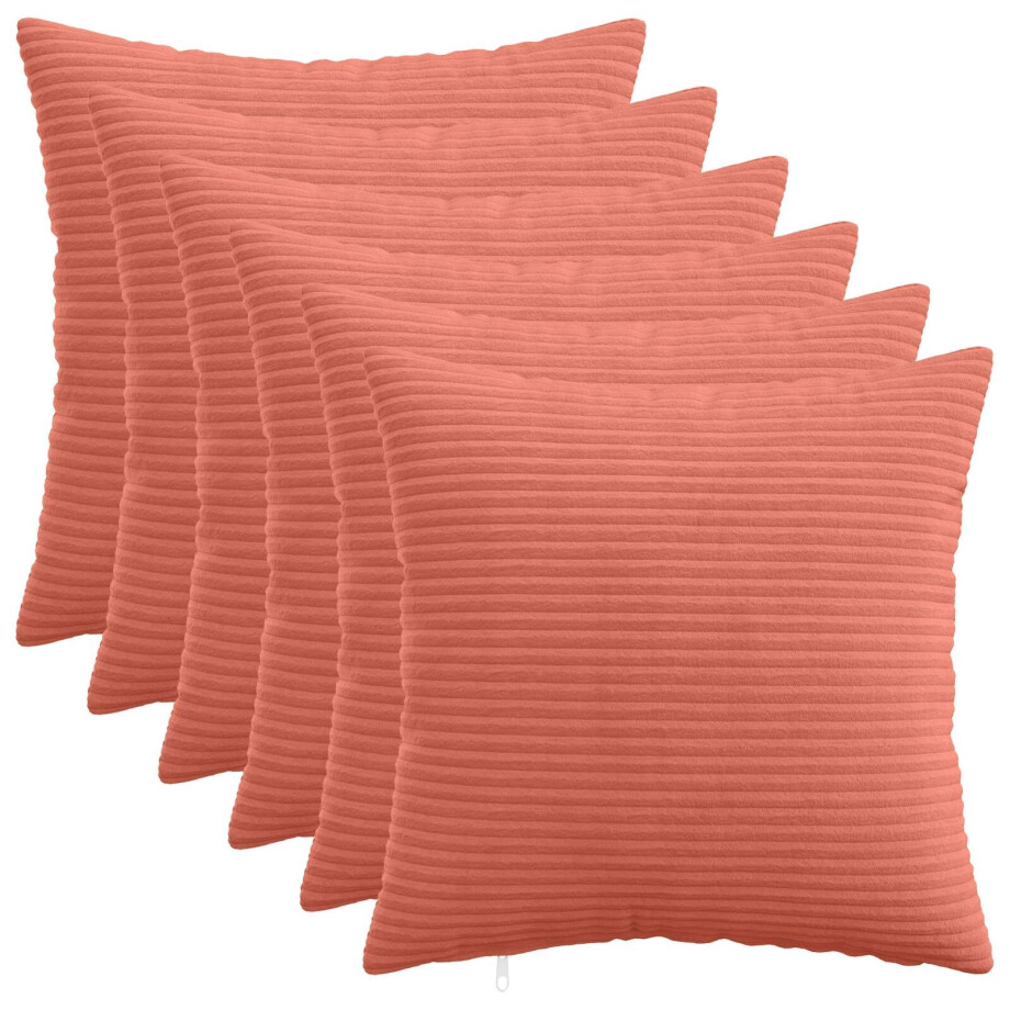 vidaXL Kussensloop 6 pcs HEERLEN Rood-oranje 50 x 50 cm corduroy vidaXL Kussensloop 6 pcs HEERLEN Rood-oranje 50 x 50 cm corduroy afbeelding 1