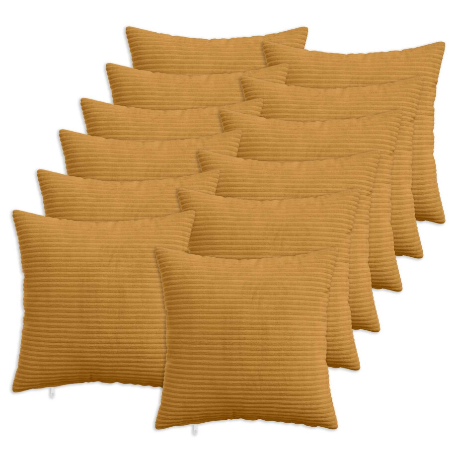 vidaXL Kussensloop 12 pcs HEERLEN Geel 50 x 50 cm corduroy vidaXL Kussensloop 12 pcs HEERLEN Geel 50 x 50 cm corduroy afbeelding 1