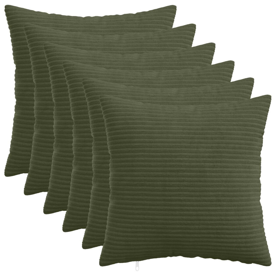 vidaXL Kussensloop 6 pcs HEERLEN Groen 50 x 50 cm corduroy afbeelding 1