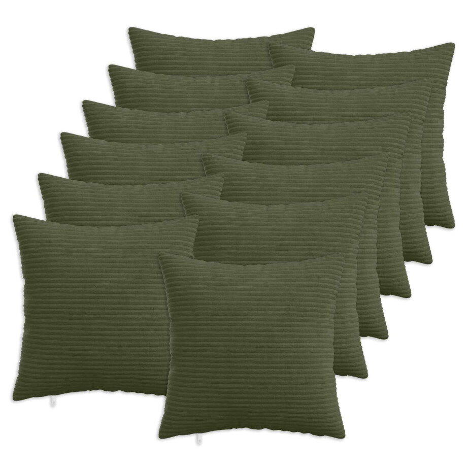 vidaXL Kussensloop 12 pcs HEERLEN Groen 50 x 50 cm corduroy afbeelding 1