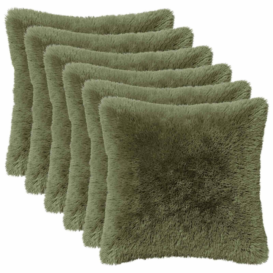 vidaXL Kussensloop 6 pcs HEERLEN Groen 50 x 50 cm PV Fleece afbeelding 1