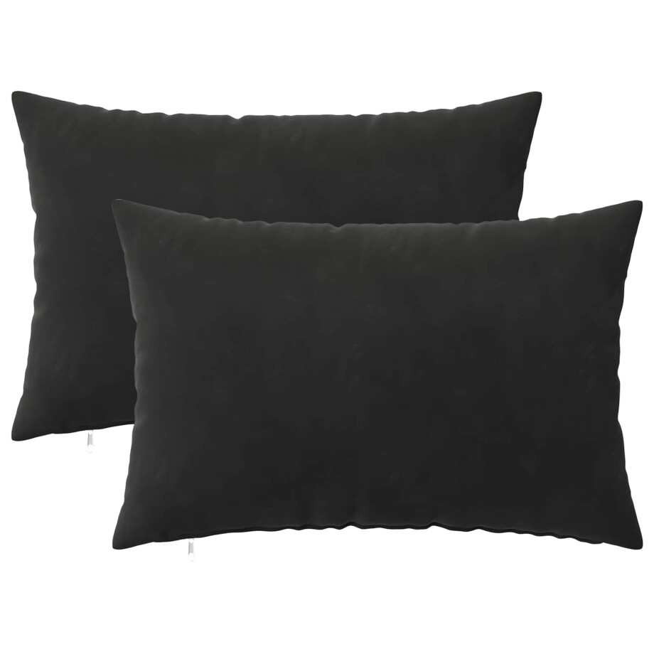 vidaXL Kussensloop 2 pcs HEERLEN Zwart 50 x 70 cm Fluweel afbeelding 1