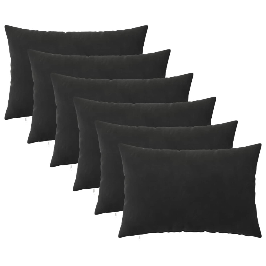 vidaXL Kussensloop 6 pcs HEERLEN Zwart 50 x 70 cm Fluweel afbeelding 1