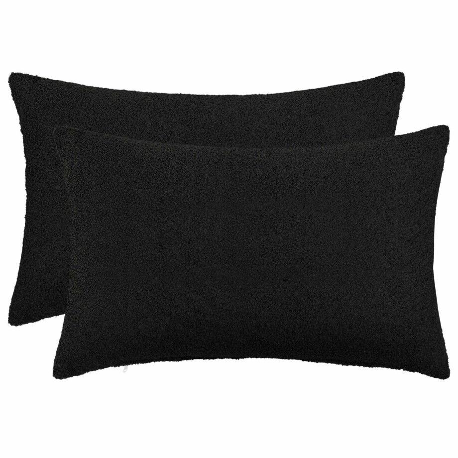 vidaXL Kussensloop 2 pcs HEERLEN Zwart 50 x 70 cm Bouclé afbeelding 1
