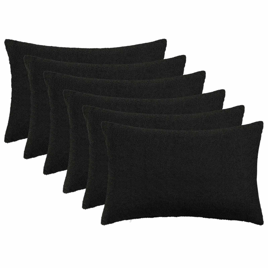 vidaXL Kussensloop 6 pcs HEERLEN Zwart 50 x 70 cm Bouclé afbeelding 1