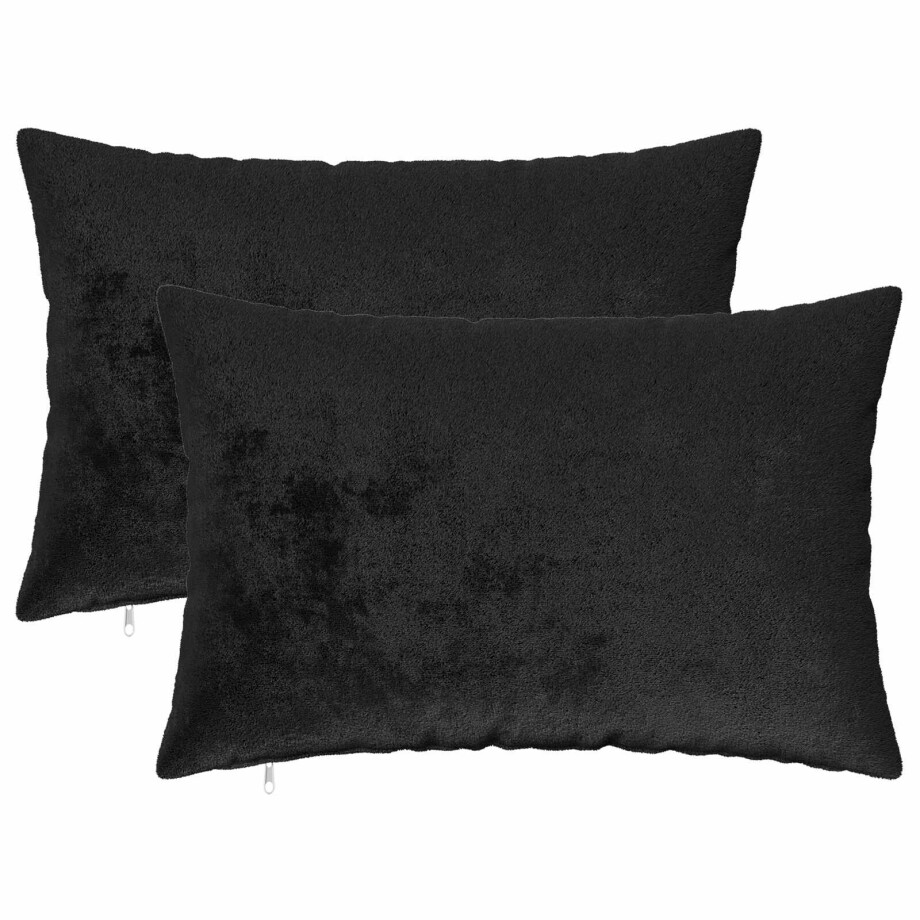 vidaXL Kussensloop 2 pcs HEERLEN Zwart 50 x 70 cm Flanel afbeelding 1