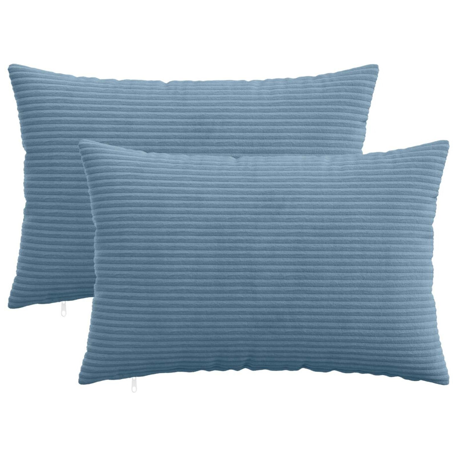 vidaXL Kussensloop 2 pcs HEERLEN Blauw 50 x 75 cm corduroy vidaXL Kussensloop 2 pcs HEERLEN Blauw 50 x 75 cm corduroy afbeelding 1
