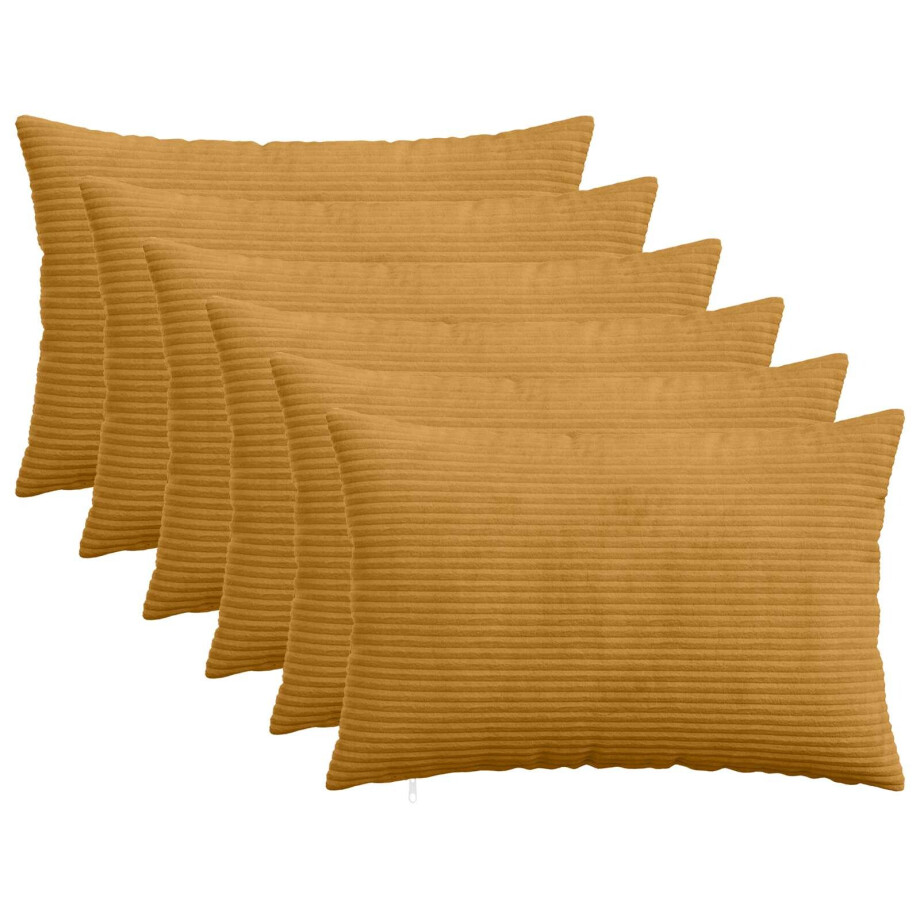 vidaXL Kussensloop 6 pcs HEERLEN Geel 50 x 75 cm corduroy afbeelding 1